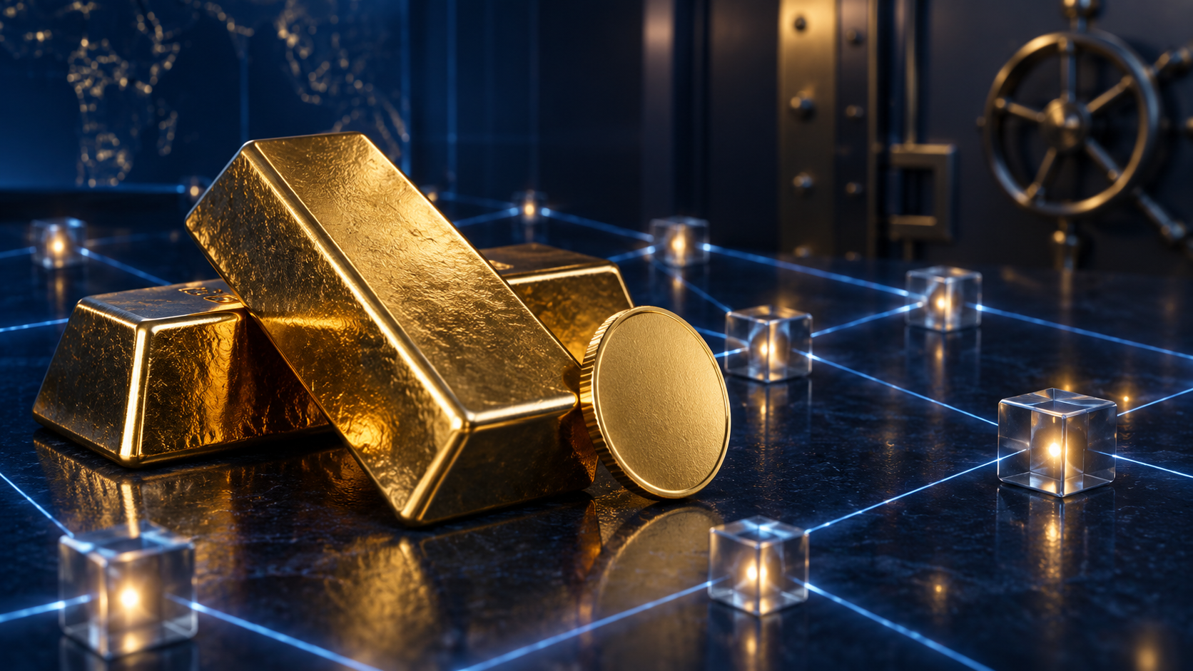 Investment-grade gold connected to a secure digital ledger network